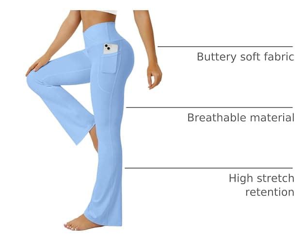 FOHOFO Yoga Pants Women, Flare Leggings for Women with Pockets Crossover High Waisted Bootcut Yoga Pants thumbnail 4