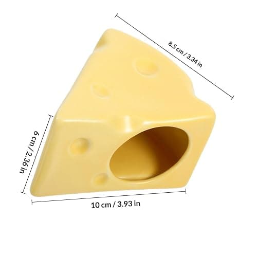 HYTROVE Small Pet Ceramic Hamster Hideout Cheese Shaped Cooling Nest for Rest, Play and Sleep with Safe Material thumbnail 2