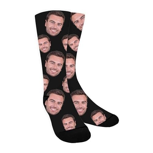 ShineSand Custom Face Socks with Picture, Personalized Socks with Photo Customized Unisex Funny Crew Sock Gifts for Men Women - Image 1