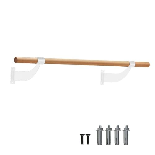 COSTWAY Wall-Mounted Ballet Barre for Kids Adults, 120cm Single Ballet Bar, Beech Wood Ballet Equipment for Home Studio Dance, Stretching, Yoga and Pilates - Image 1