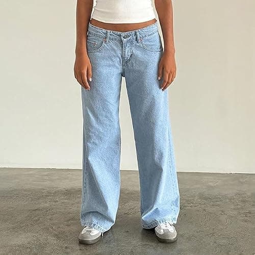 Low Rise Baggy Jeans for Women y2k Straight Wide Leg Boyfriend Streetwear Loose fit Jeans 2025 Fall Casual Denim Pants thumbnail 3