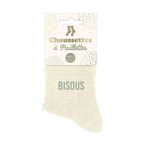 STC Chaussettes paillettes bisous beige thumbnail 3