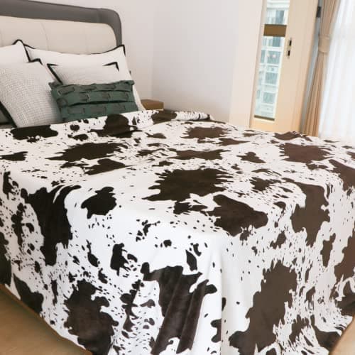 Fleece Blanket King Size - Oversized Soft Plush Cow Print Throw, Full Size Blankets for Bed & Couch - Lightweight Cute Country Home Decor, All-Season Cozy Gifts for Adults & Couples 90" x 108" thumbnail 8