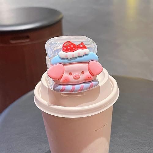 LALAPOPO Cute Charger Protector Compatible with iPhone 18W/20W Charger Adapter, Clear Kawaii Pink Pig Strawberry Pattern Design Cute Cable Case Saver Protector for Girls Women thumbnail 4