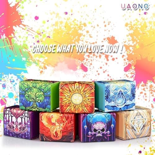 UAONO Deck Box for MTG Cards, Trading Card Storage Box Holds 120+ Sleeved Commander Deck, PU Leather Card Box Suits TCG Magic Cards with 2 Dividers (Purple,Skull) thumbnail 7