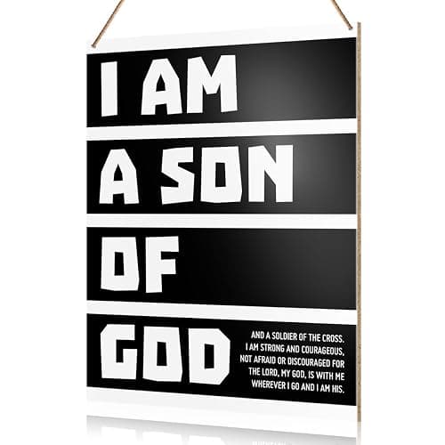 UDNADKEX Boy Room Wall Sign Hanging Decor, I Am a Son of God, Christian Nursery Boy Bedroom Teen Room Playroom Scripture Wooden Decor Nursery Bible Verse Decoration - Image 1