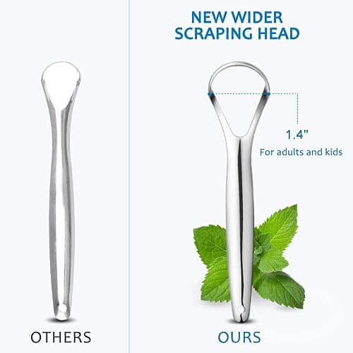 Cafhelp 2-Pack Tongue Scraper, 100% 304 Surgical Stainless Steel Tongue Cleaner for Both Adults and Kids, Professional Reduce Bad Breath Metal Tongue Scrapers, Help Your Oral Hygiene (with 2 cases) thumbnail 4