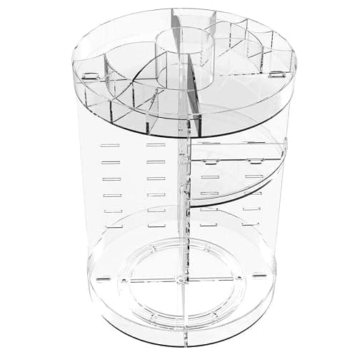 Acrylic Makeup Organizer, Cosmetic Storage and Vanity Perfume Organizers in Countertop Bathroom Dresser, 360 Rotating Makeup Holder Stand for Beauty Caddy Skincare & Clear - Image 1