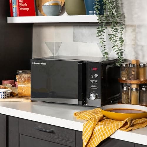 Russell Hobbs Compact Black Microwave, RHMO10, 20L Compact Design, 5 Power Levels, 8 Auto-Cooking Menus, 800W, Digital Timer and Safety Lock Option, Quick and Convenient Cooking thumbnail 2