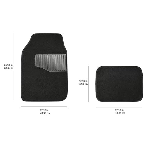 Amazon Basics Universal Fit Anti-Slip Carpet Floor Mats, Full Set for Car, SUV, Van & Truck, 4 count, Black, 25"L x 17.5"W (Front), 13"L x 17.5"W (Rear) thumbnail 5