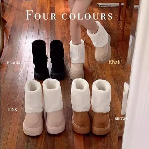 GBGRHM Women's Faux Fur Boot Snow Shoes Fuzzy and Plush Warm Winter Fluffy Kitten Y2k Aesthetic Cute Stuff thumbnail 6