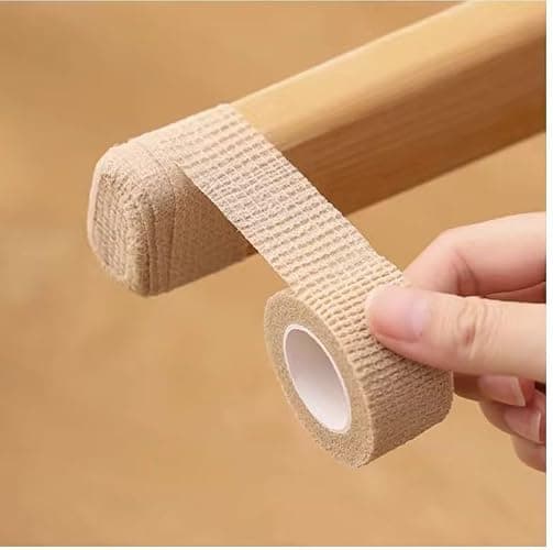 1 Inch Wide Skin Colour Elastic Self- Adhesive Bandage Finger Tape,Wrap Bandages for Wrist and Ankle for Chair and Table Legs to Reduce Friction and Noise-12pc thumbnail 2