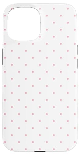White and Light Pink Polka Dot Cute Boho Tiny Polkadot Case for iPhone 15 - Image 1
