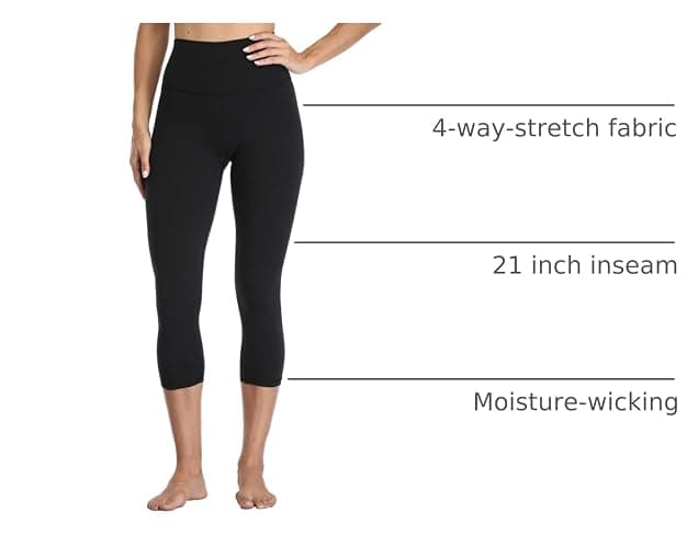YUNOGA Women's Buttery Soft 21" Inseam Yoga Pants, High Waisted Tummy Control Workout Running Capri Leggings thumbnail 4