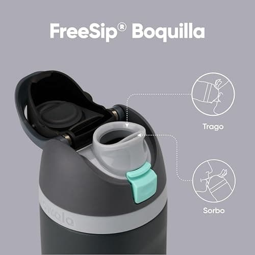Owala FreeSip botella agua acero inoxidable con pajita, 710 ml - Botella térmica a prueba de fugas para el deporte y los viajes, sin BPA, Foggy Tide thumbnail 4
