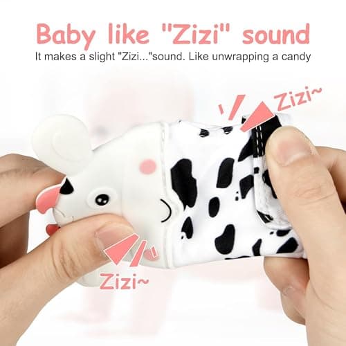 2Pack Silicone Teething Mitt, Cow Baby Teething Toy for 0-6 6-12 Months, Food Grade Silicone Infant Teething Mitten, BPA-Free Baby Chew Toys for Pain Relief, Sucking Needs thumbnail 4