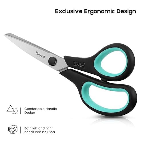 iBayam 3-Pack 8" Heavy Duty Scissors with Ultra Sharp Blades and Comfort Grip Handles - For Office, Home, School, Sewing, and Crafts thumbnail 3