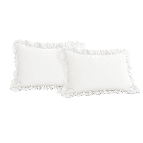 Lush Decor Reyna Ruffle Comforter Set - 3 Piece Full/Queen Size Ruffle Comforter Set - Elegance for Bedroom - Full/Queen, Pure White thumbnail 5