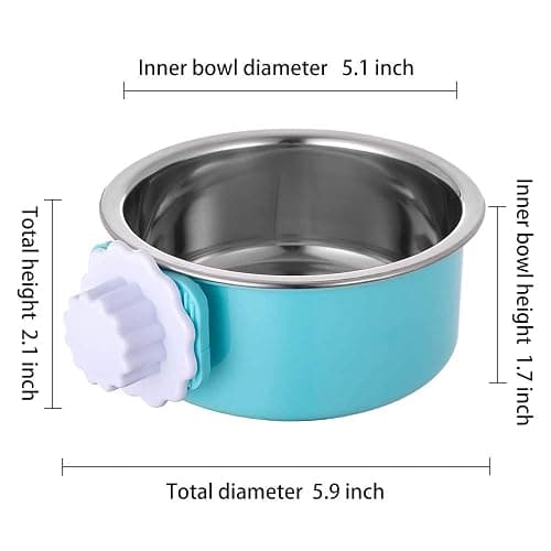 QIYADIN Stainless Steel Removable Pet Food Bowl, Anti-overturn Water Feeder Container, Suitable for Small Dog/Cat/Rabbit, 2 Set of Crate Bowls, Easy to Install and Clean - Pink/Blue - 2PCS Round thumbnail 2