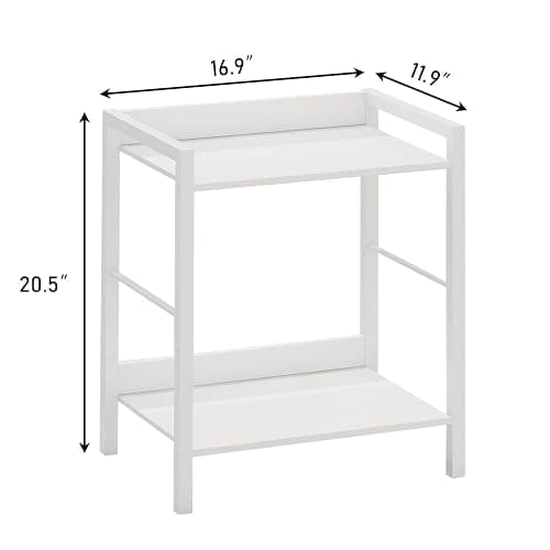 Side Table, Small End Table 17 inch, Narrow Nightstand Bedside Table for Bedroom, Sofa Entryway Table for Livingroom, Black Outdoor Coffee Table, White thumbnail 3