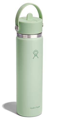 Hydro Flask Water Bottle - Insulated Stainless Steel - Wide Mouth Flex Straw Lid, Non Spill, Leakproof and Refillable in 24 Oz Aloe Green thumbnail 4