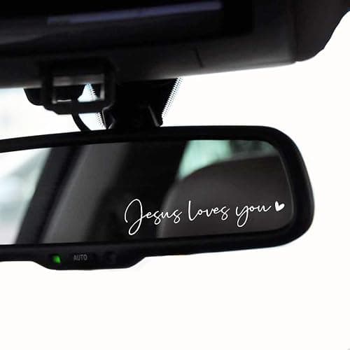2 x Jesus Love You Rearview Mirror Decal Water Bottle Stickers Affirmation Reminder Sticker Laptop Bumper Sticker Tumbler Vinyl Sticker Car Mirror Decal New Car Decor (Jesus Loves You, White) thumbnail 6