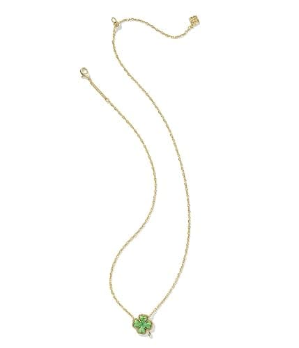 Kendra Scott Womens Clover Short Pendant Necklace Gold Lime Green Magnesite One Size One Size thumbnail 2