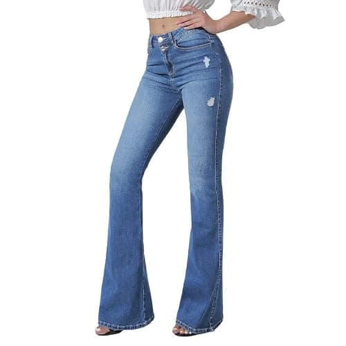 VIPONES Women's Flare Bell Bottom Jeans High Waisted Wide Leg Bootcut Jeans Stretchy Denim Pants - Image 1