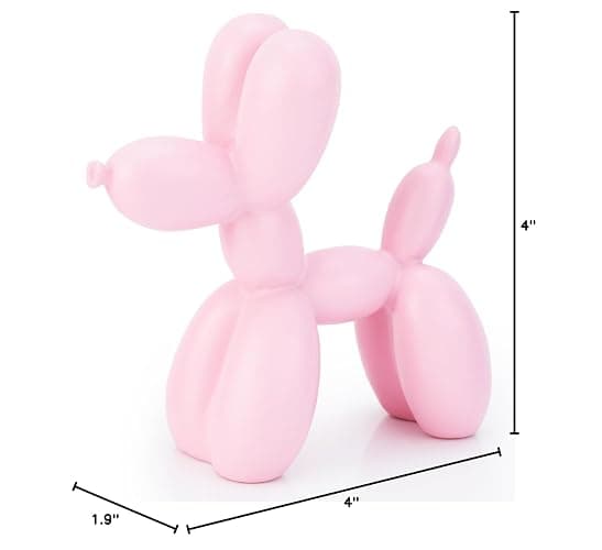 AMOIENSIS Pink Balloon Dog Statue Decor, 4 inch Small Knick Knacks Balloon Dog Animal for Desk Shelf Decor thumbnail 3