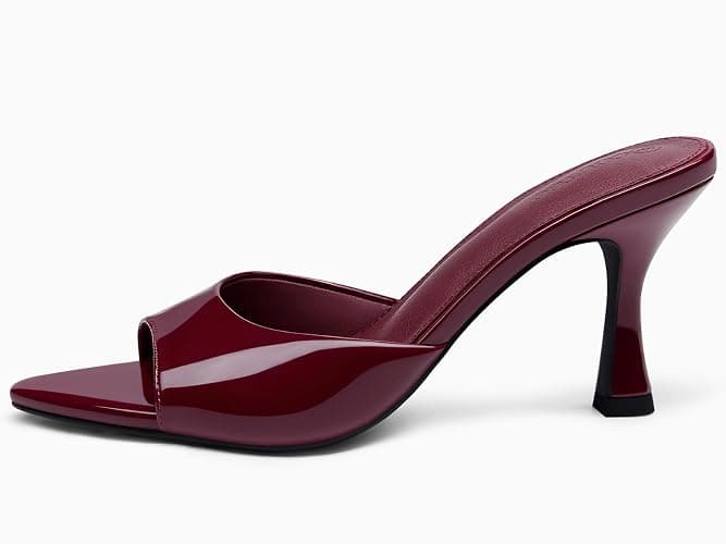 Coutgo Womens Heeled Mules Pointed Peep Toe High Heels Slip On Backless Mule Sandals Dress Shoes thumbnail 2