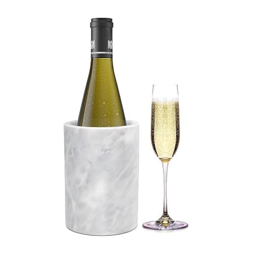 Kota Japan White Marble Stone Wine and Champagne Bottle Chiller Cooler - 7" X 5" | Elegant Kitchen Utensil Holder | Must Have Wine Chiller for Your Home | Impress Your Guests at Next Party or Event! thumbnail 8