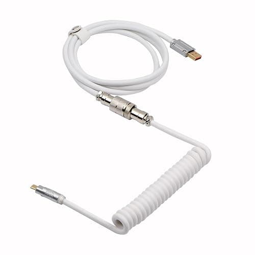 EPOMAKER Puff Aviator Coiled USB Cable, Type C Detachable Mechanical Gaming Keyboard Cable for Win/Mac/Gamers, Suitable for RT100/TH68 PRO/TH80 PRO/TH96/TH80 SE/CIDOO V65. etc(Puff White) thumbnail 8