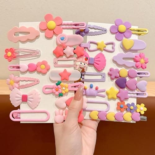 56 pcs Girl Hair Clips Cute Clips for Toddler Girls Hair Accessories Rabbit/Flower/Bow Colorful Patterns thumbnail 4