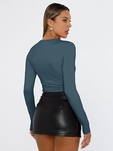 Trendy Queen Womens Long Sleeve T Shirts Fall Fashion 2025 Basic Crop Tops Going Out Outfits Y2k Clothes thumbnail 4