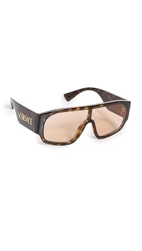Versace VE 4439 108/73 Havana Plastic Shield Sunglasses Brown Lens - Image 1