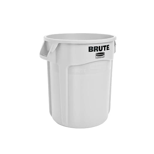 Rubbermaid Commercial Products BRUTE Heavy-Duty Round Trash/Garbage Can, 10-Gallon, White, Outdoor Waste Container for Landscapers/Construction/Restaurants/Back of House/Offices/Warehouses - Image 1