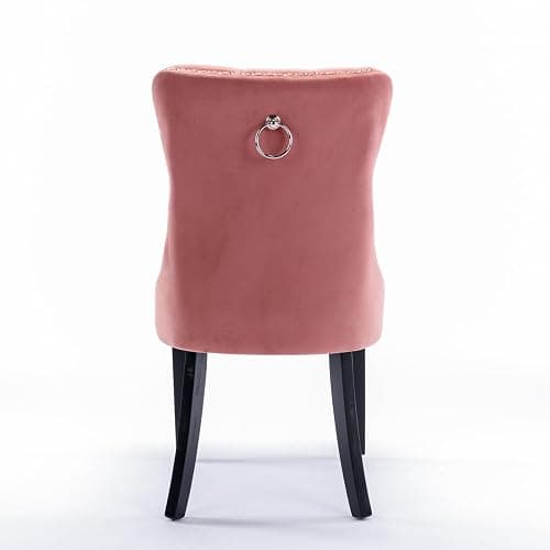 Beuiosda Pink Dining Chairs Set of 2 -Modern Velvet Upholstered Dining Chair with Ergonomic Tufted Backrest and Solid Wood Legs, Easy Assembly for Kitchen, Dining Room, Living Room, Restaurant thumbnail 9