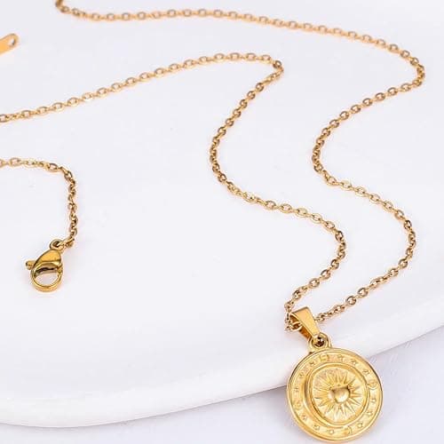 Jude Jewelers Stainless Steel Sun Moon Star Round Shaped Holiday Summer Beach Pendant Necklace thumbnail 2