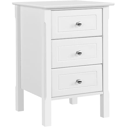 Yaheetech Nightstand with 3 Drawers, Wooden 3-Drawer Bedside Table with Solid Wood Legs, Bedside Cupboard Storage Organizer for Bedroom Home Office Small Space, Easy Assembly, White - Image 1