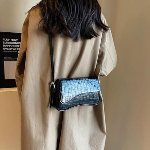 2025 Small Shoulder Bag Y2K Purse for Women, Crocodile Clutch Purse Handbag Satchel Tote Bag Classic Retro Crossbody Bag thumbnail 2