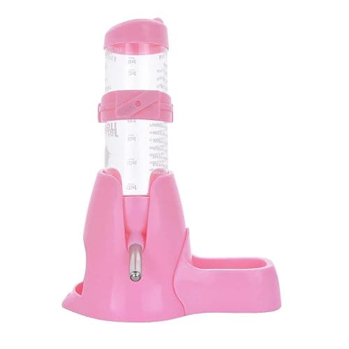 Guardians Hamster Water Bottle, Little Pet Automatic Drinking Bottle with Food Container Base Hut Hanging Water Feeding Bottles Auto Dispenser for Small Animals (125ml,Pink) - Image 1