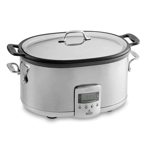 All-Clad Stainless Steel Electric Slow Cooker 7-Quart, Programmable LCD Timer, Aluminum Insert, Slow Cookers, Small Kitchen Appliances, Silver - Image 1