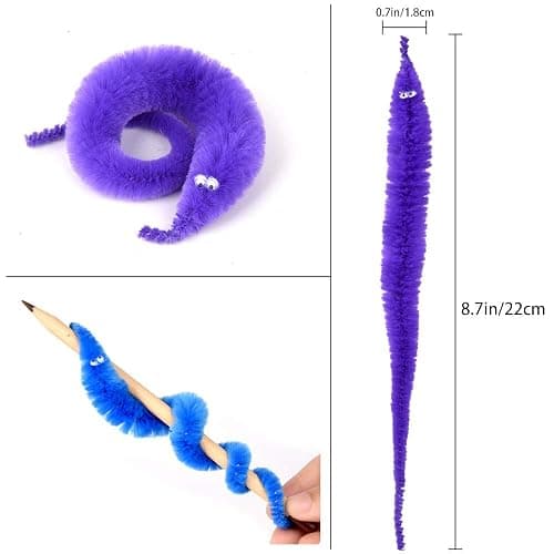 60 Pcs Magic Twisty Worm Wiggly Fuzzy Worms on a String Toys for Party Supplies,12 Colors… thumbnail 3