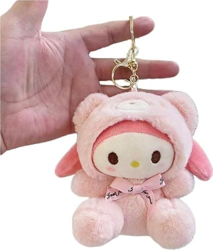 Cartoon Bag Charms Cute Plush Keychain for Women Girls, 5" Soft Backpack Key Chain Cute Stuffed Animals Bag Keychain thumbnail 2
