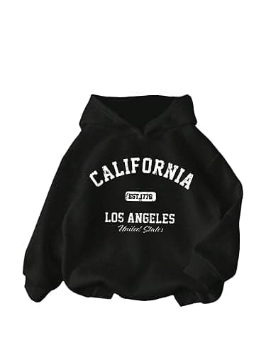 RoseSeek Girl's Preppy Letter Graphic Hoodie Hooded Long Sleeve Sweatshirts Cute Pullover Tops - Image 1