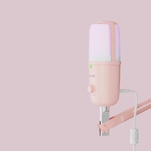 Ko-Star USB Microphone for PC,Computer Gaming Mic for PS4/ PS5/ Mac,Condenser Mic with Quick Mute,RGB Light,Pop Filter,Pick Up Sound from All Direction,Shock Mount for Recording (Salmon Pink) thumbnail 5