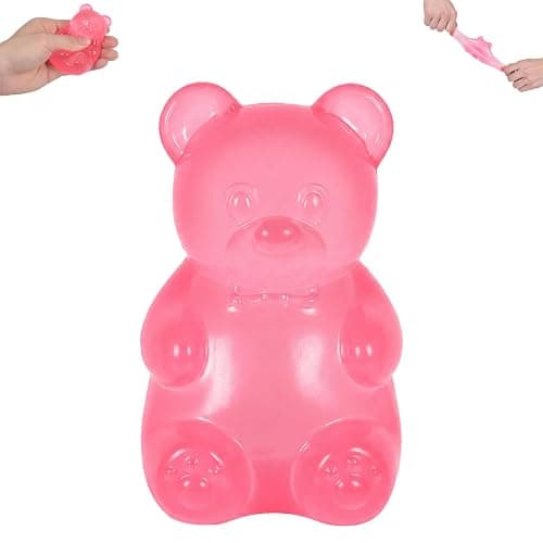 Gummy Bear Squishy Toy for Kids Ages 3+ & Adults, Slow Rising Squeeze Bear, Soft High-Density Handheld Sensory Toy, Cute Party Favor, Classroom Prize & Desk Toy(Pink) - Image 1