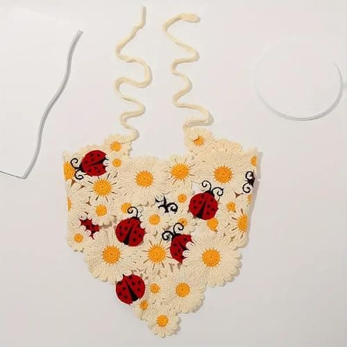 NOIAFZY 1Pcs Fashion Adorable Ladybug Crochet Headband Triangle Knit Hair Scarf Stylish for Women Accessory Pastoral Chic Style thumbnail 8