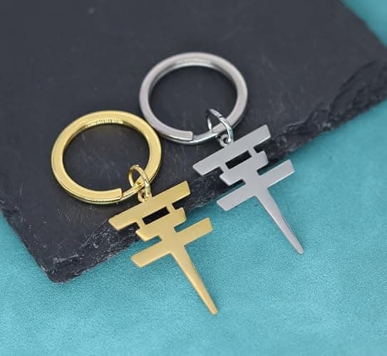 ZENRUIMING Tokyo Hotel-Schlüsselanhänger, Edelstahl, Motiv: Tokio Hotel, Rockband-Musik, Metallfigur, Tokio Hotel, Gold, Stahl, 6,2 x 2 cm, 2 Stück, Gold und Stahl, 6.2*2cm/2.44*0.78in thumbnail 3