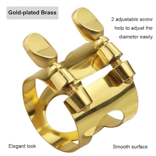 Alto Sax Mouthpiece Ligature Double Screws Saxophone Gold Ligature Fastener thumbnail 3